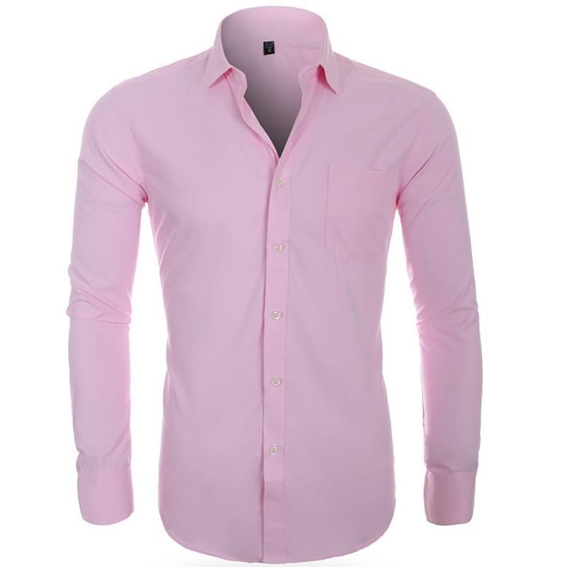Men’s Plus Size Classic Long Sleeve Solid Dress Shirt