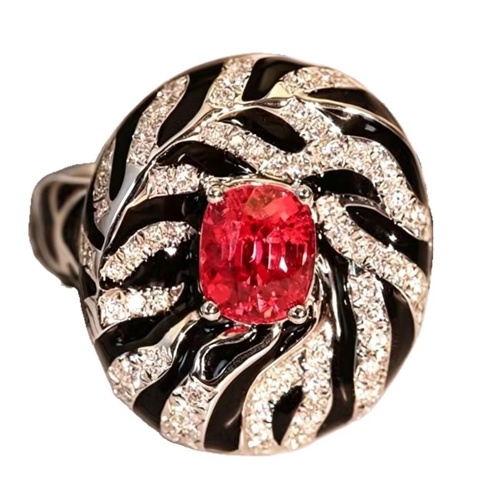 Black Enamel Statement Ring Wide Leaf Design Rings Vintage Enamel Rings  Bohemian