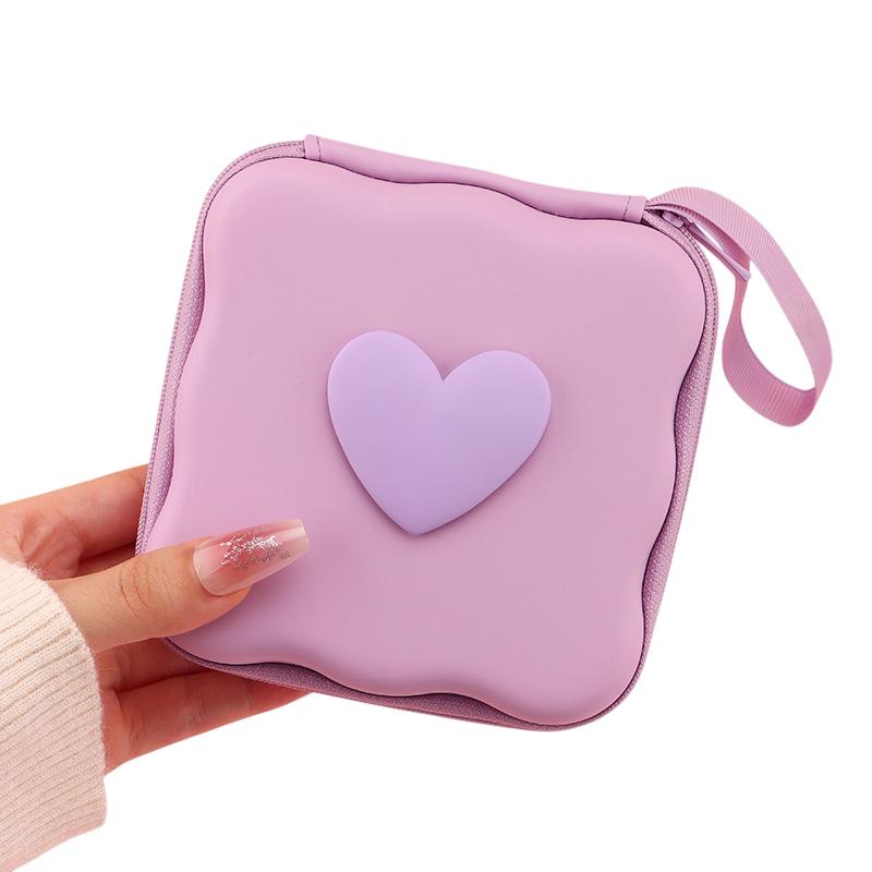 

Portable Cable Protector Storage Bag Lovely Heart Knot Travel Storage Bag Cute Cable Charger Protector фіолетовий