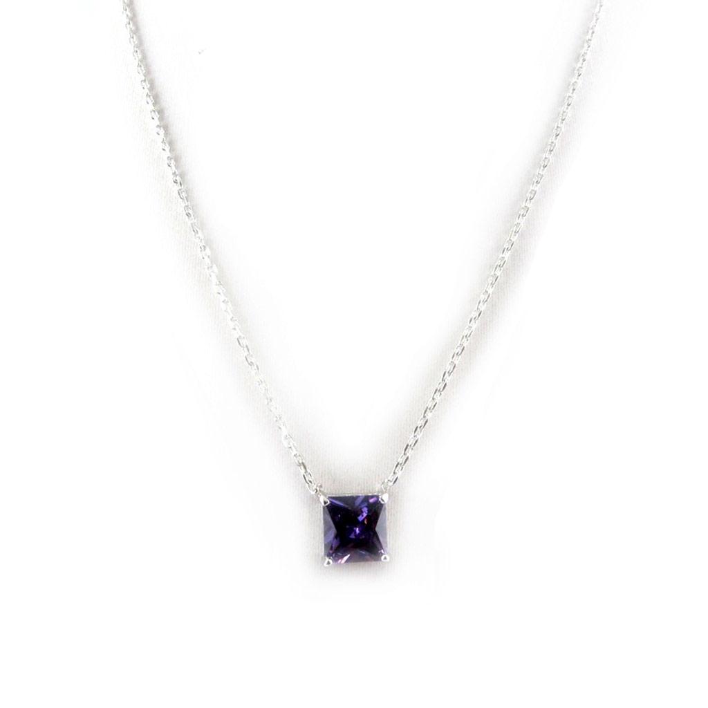 Les Trésors De Lily [F1339] - Silver 'Essentiel' Amethyst Necklace