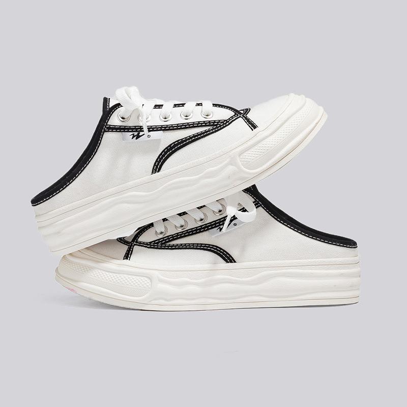 Tide half-drag canvas shoes women's spring new breathable Korean version platform casual shoes children 5