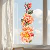Selbstklebende Rosen Wandaufkleber Wiederverwendbare Statische Glasaufkleber Klebefrei Wasserdicht Feuchtigkeitsbeständig Fensteraufkleber für Wohnzimmer Schlafzimmer Heimdekoration