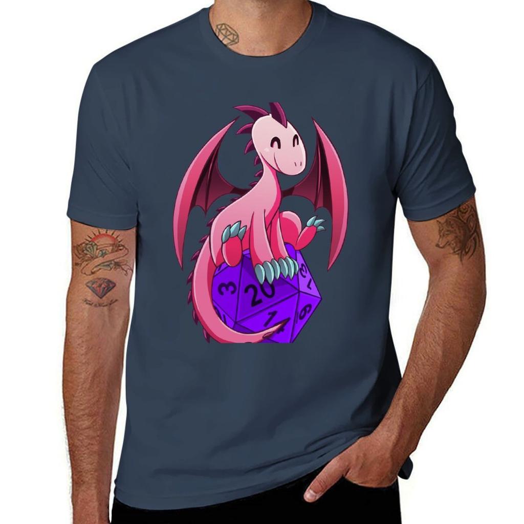 D&d - Dragons And Dice! (pink Dragon) T-shirt Cotton T Shirt Man Man T Shirts Cotton Man T Shirt Cotton High Quality T-shirt