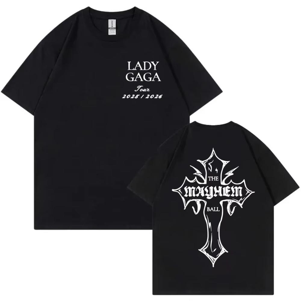 Lady Gaga The Mayhem Ball Tour 2025 T-shirt Men Women's Clothing Fashion Rock T-shirts High Quality Cotton Short Sleeve T Shirts
