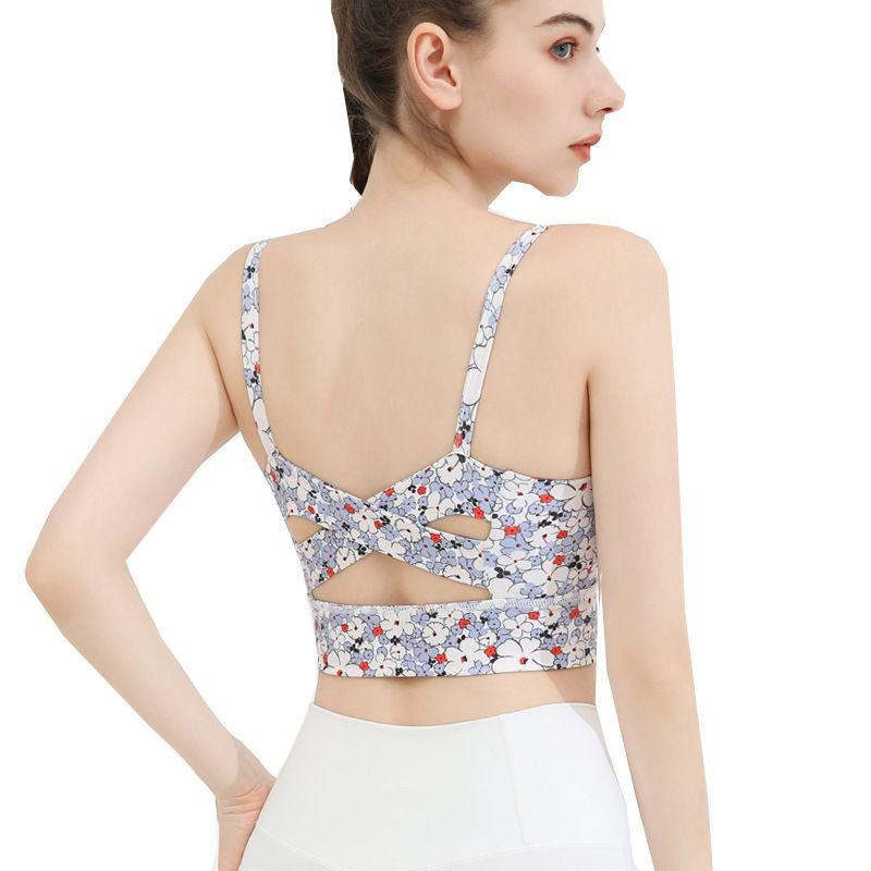 With Chest Pad Export Beauty Back High Elastic Quick-Drying Printing Yoga Straps Women's Wrapped Chest Bubble Wrap Running Sports Fitness Bra