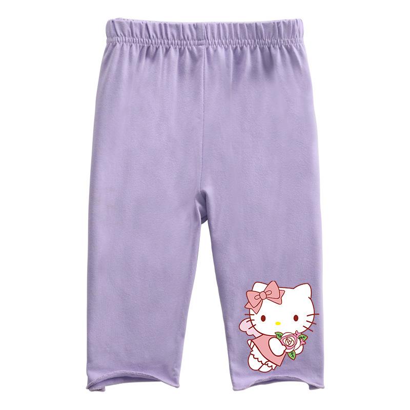 2026 Summer Girls Stylish Solid Color Cropped Pants with Elastic Waist