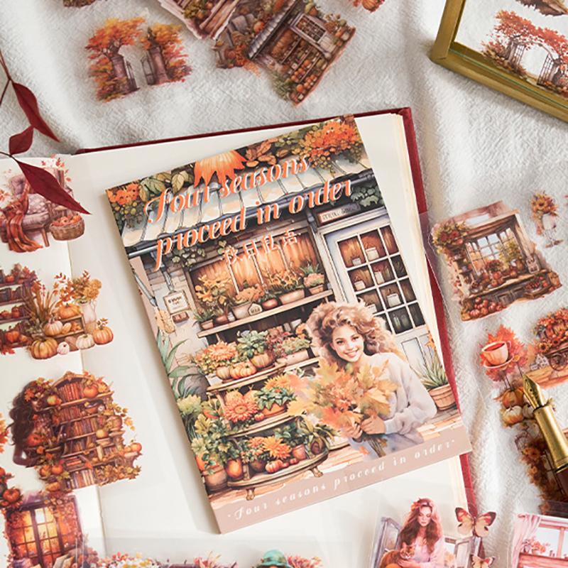 20 Sheets,Garden Sticker Book , Scrapbook Material Notebook Phone Case Diary Aesthetic Decorative Stationery Stickers