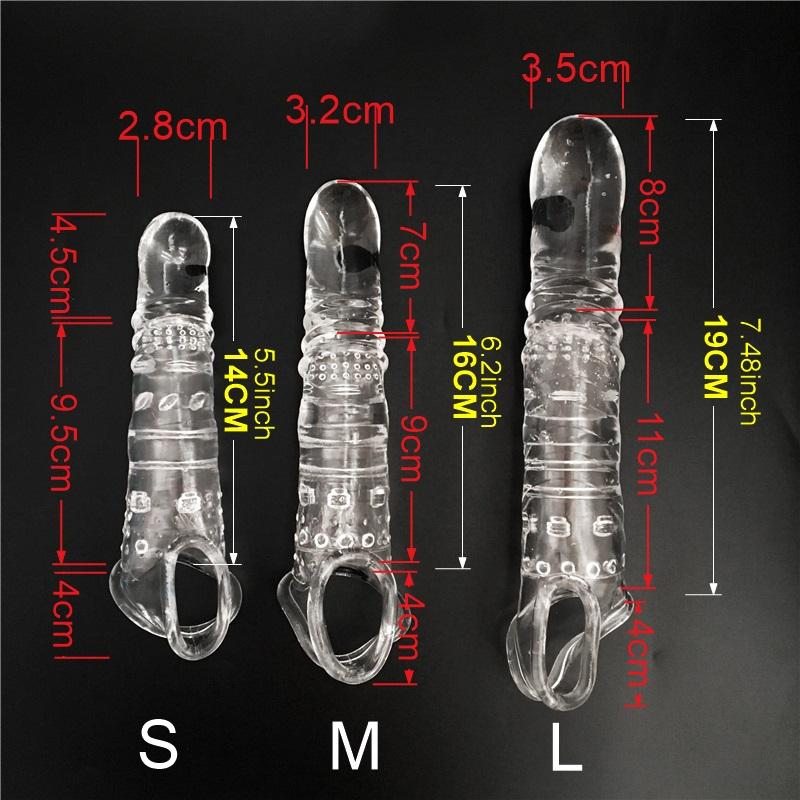 SML Elastic Penis Extension Sleeve Reusable Soft Delayed Ejaculation Condoms Penis Extender Big Dick Wearable Penis Thick Dildo