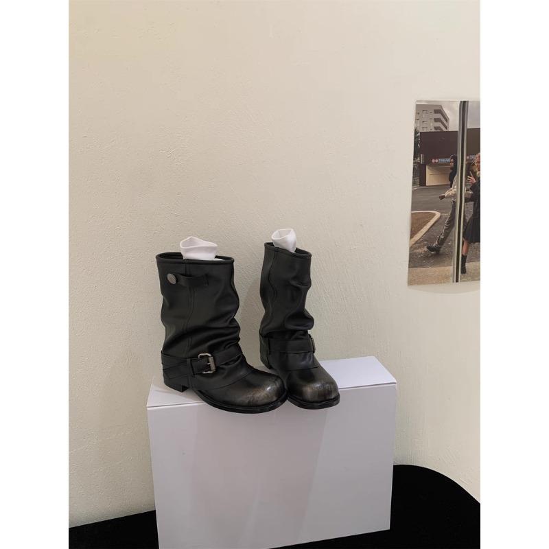 Halkfria skor, Ankelstövlar för byxben, Veckade stövlar för damer, Retrostövlar med fleece