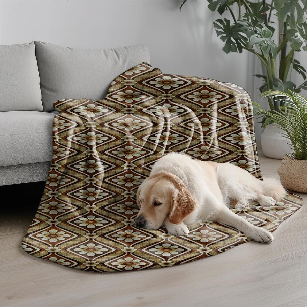 Vintage Floral Pattern Microfiber Flannel Cover Blanket Bedroom Living Room Sofa Soft And Comfortable Home Decoration