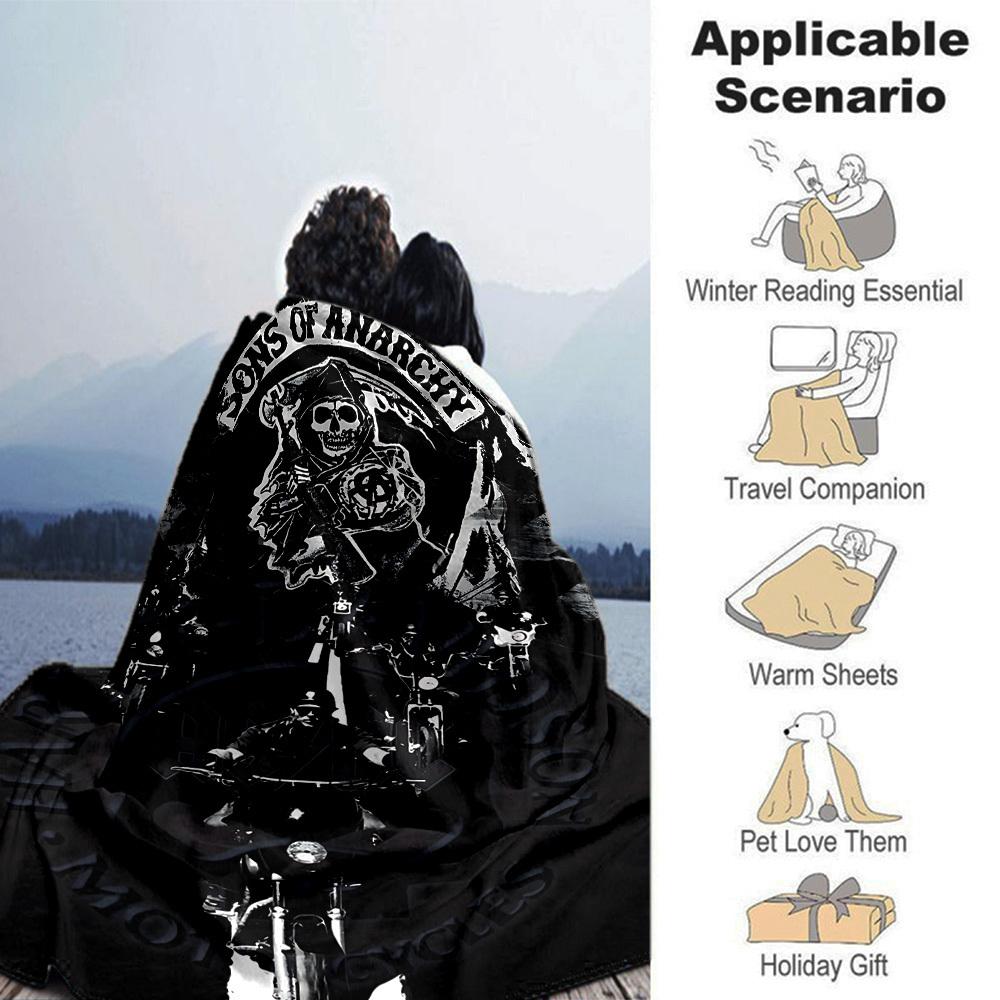 1pc Sons of Anarchy AC/DC Throw Blanket Soft Flannel, Cozy All Season Polyester Perfect for Home, Office