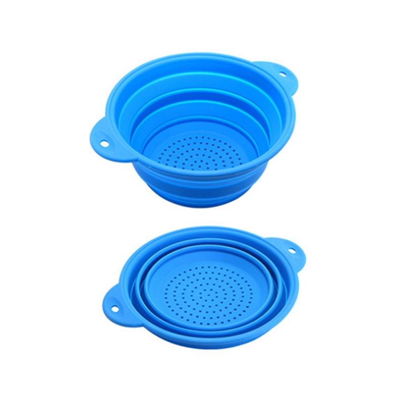 Folding Silicone Drain Basket Fruit Vegetable Washing Basket Foldable Strainer Colander Collapsible Drainer Kitchen