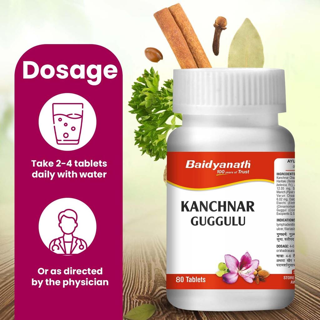 Baidyanath Kanchnar Guggulu Ayurvedic Tablets For Hormonal Balance, Joint Health And Detox Support – 160 Tablets Herbal Supplement