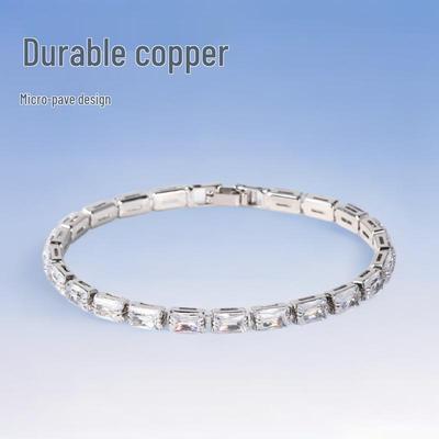 Copper Micro-Inlaid Crystal Hip Hop Women's Zircon Tennis Bracelet