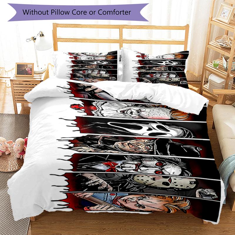 3pcs Halloween Horror Bedding Set Duvet Cover Closure Includes 1 Duvet Cover & 2 Pillowcases, Soft and Comfortable for All Seasons.