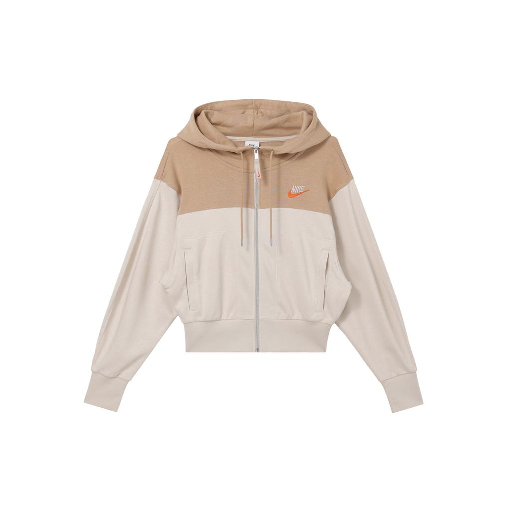 Nike Sportswear City Utility Contrast Hooded Zip-Up Knit Sweatshirt Women Tops Light-Red Wood-Brown FB7212-104