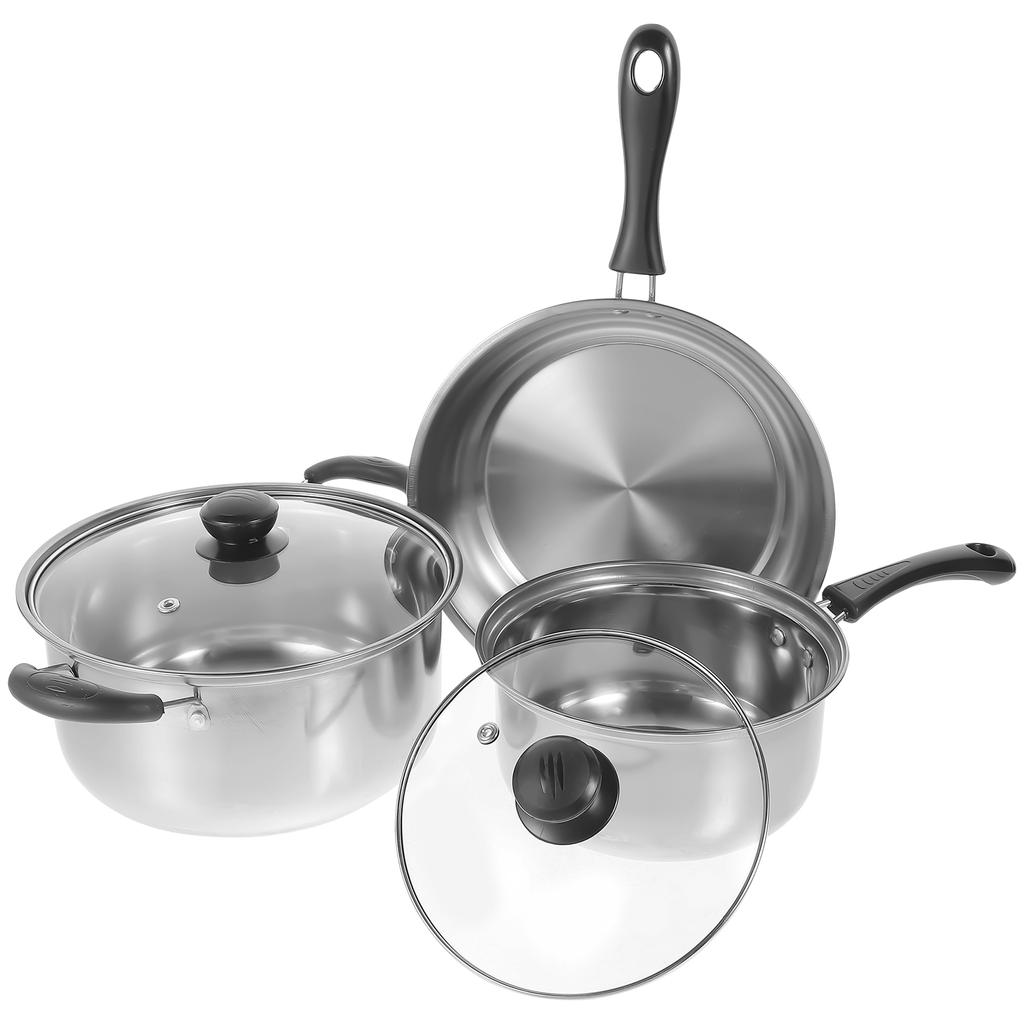 Edelstahl Topf Set Kochtöpfe mit Deckel Bratpfanne Metall 430 Milch Täglichen Gebrauch Suppentopf