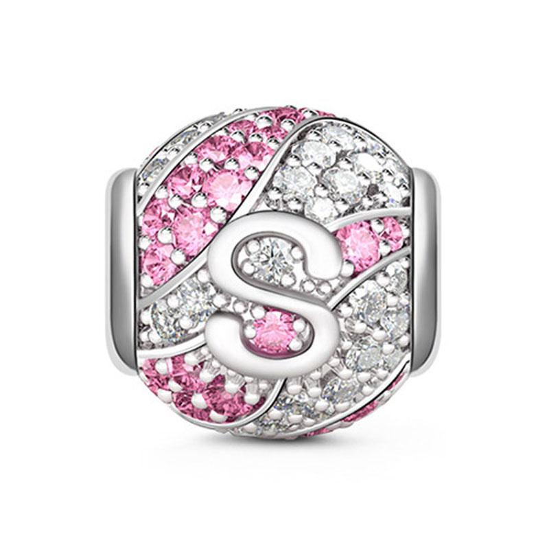Kulaté Pave Abc Písmeno abecedy 925 Sterling Silver korálky Charm Fit Originální módní náramky pro kutily pro ženy Dárkové šperky