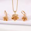 2025 Light Luxury Zircon Rose Set Accessories ins Fashion Flower Necklace Earrings Ring Accessories Wholesale