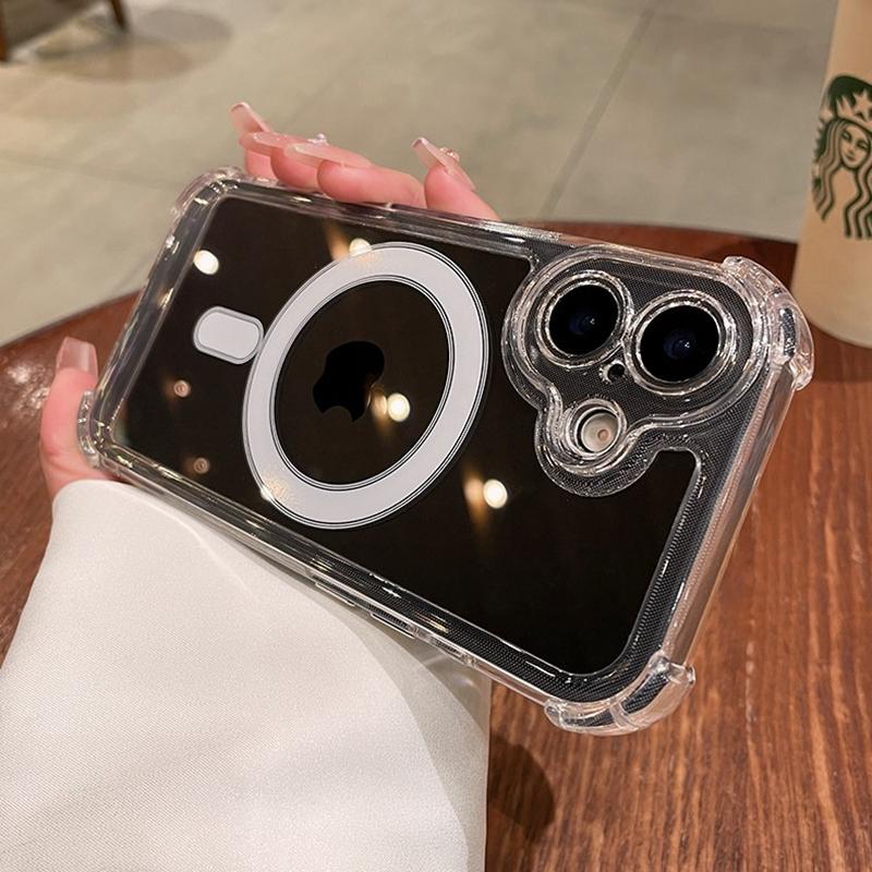 Soft Wireless Charge Magsafe Silicone Phone Case For iPhone 11 12 13 14 15 16 17 Pro Max Plus Transparent Magnetic Bumper Cover
