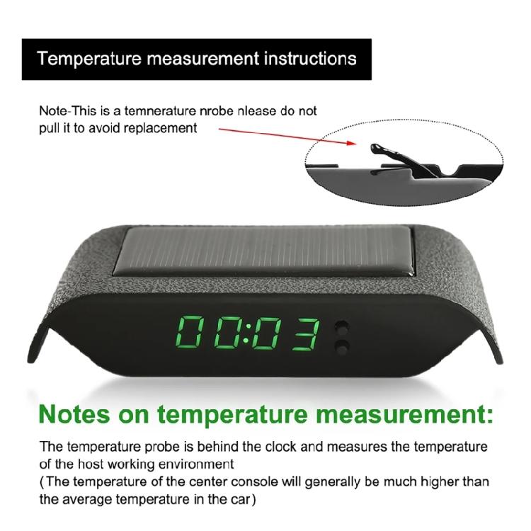 Vehicle Time & Temperature Display Noctilucence Solar Powered Dashboard Clock