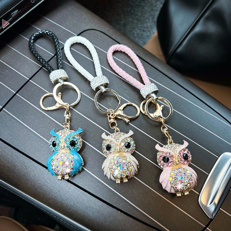 Creative Personality Owl Car Keychain, Fashion Diamond-encrusted Bag, Pendant, Keychain, Small Gift Pendant