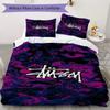 Purple Swirl Marble Logo 3Pcs Bedding Set, Psychedelic Fluid Background 3Pcs Bed Decor Set