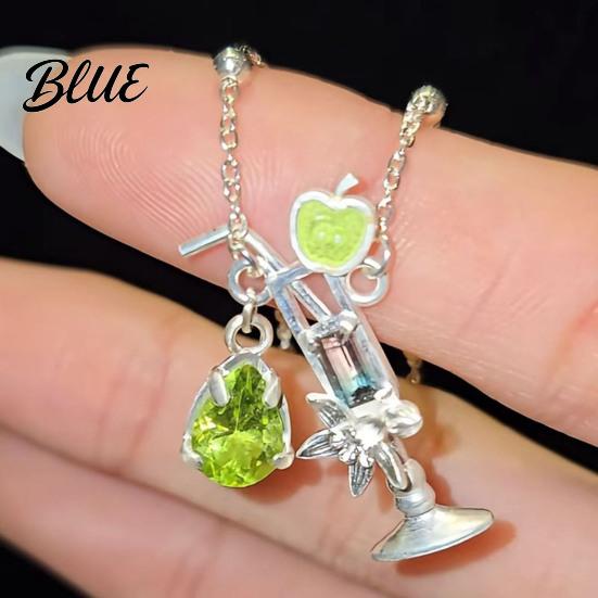 Everyday Wear Necklace Women Cocktail Glass Shape Charm with Beautiful