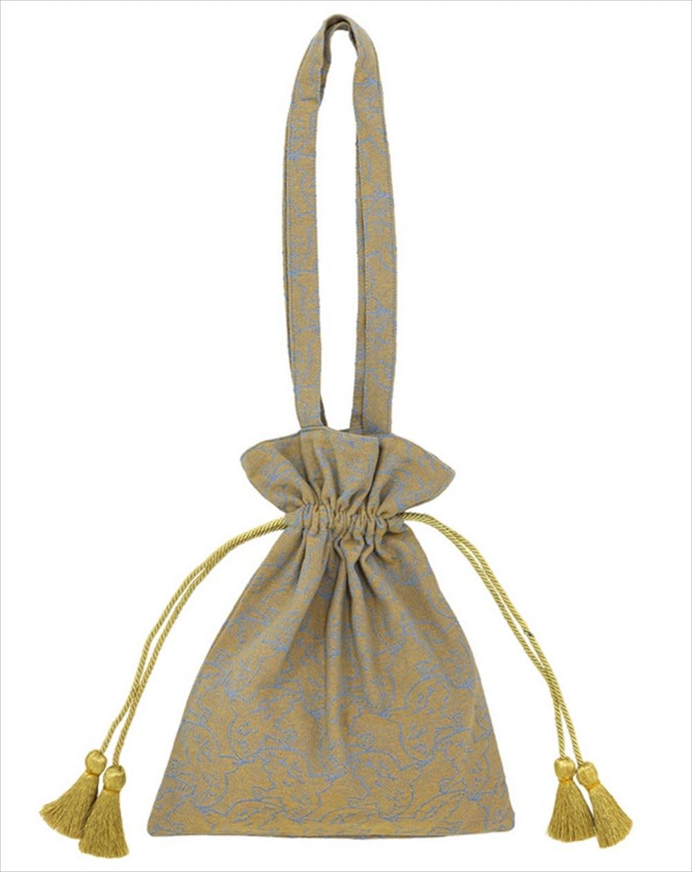 Жаккардовая сумка-мешок с завязками  Птица , желтая