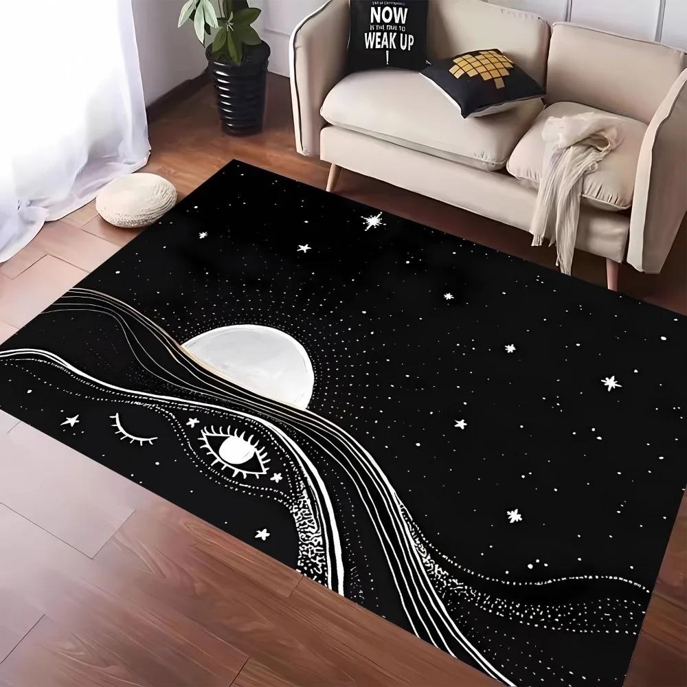 Cartoon Universe Planet Moon Carpet for Living Room Decor Sofa Rug Bedroom Bedside Rug Children's Play and Reading Area Rug