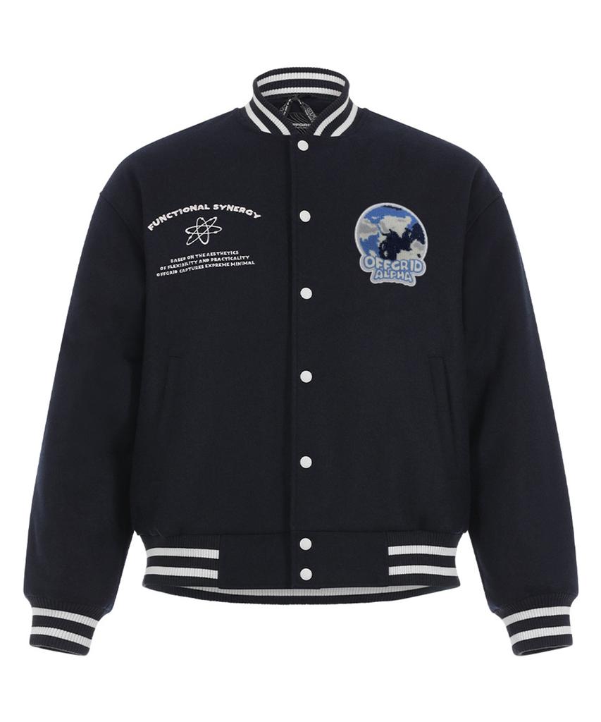 Offgrid Authentic Wappen Varsity Wool Padded Jacket - Navy