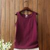 Spring/Summer Women's  Cotton and Hemp Vest T-shirt Loose Bottom Versatile Outer Sleeveless Solid Color Top