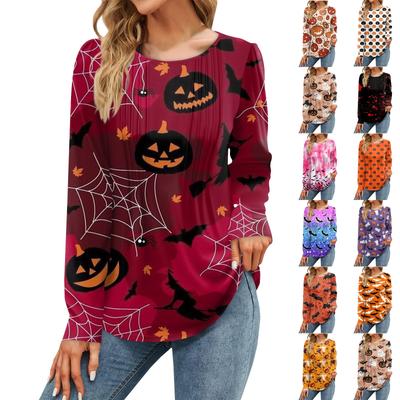 Women's Fall Fashion Casual Halloween Tops Long Sleeve Shirts Loose Pullovers