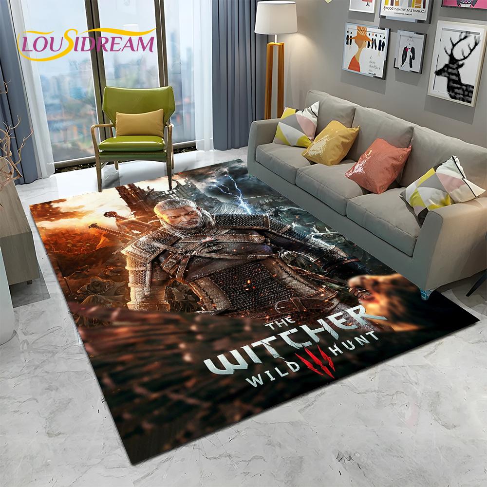 3D W-Witcher Games Gamer TV Cartoon Carpet Rug for Home Living Room Bedroom Sofa Doormat Decor,kids Area Rug Non-slip Floor Mat