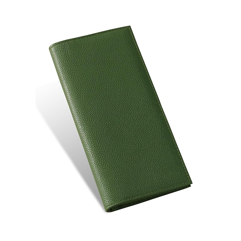 

[Business Leather Factory] Long wallet (with coin purse) Water repellent original leather cow leather unisex thin 16 pockets YKK zipper (ivy green)