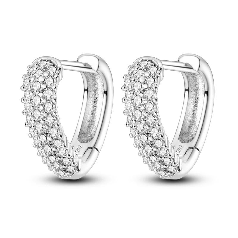 925 Sterling Copper Heart Snake Bone Pattern Cross Shell Zircon Four-pointed Star Earrings for Women Earring Fine Zircon Gifts