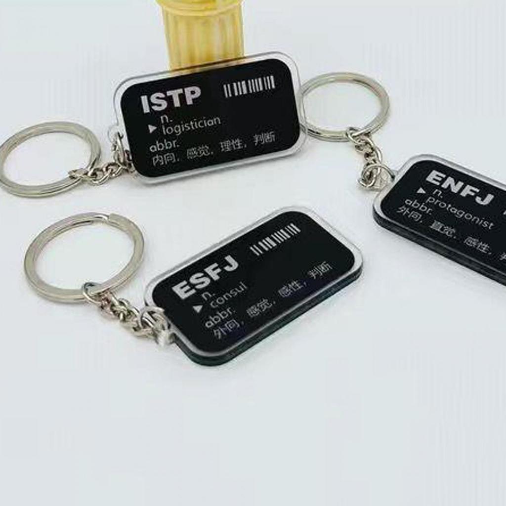 Keychain with Personality Words Pendant Bag Charms Key Chain Metal Rings Keyfob Hanging