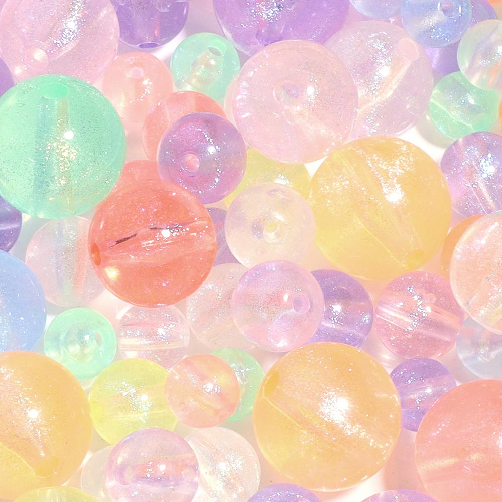 8 10 14 16mm Acrylic Plated Colored Beads Transparent Loose Spacer Round Beads DIY Exquisite Bracelet Phone Chains Accessories
