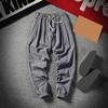 Men Ninth Pants Ankle-banded Straight Thin Side Pockets Drawstring Plus Size Elastic Waist Solid Color Gym Traning Jogging Sweat