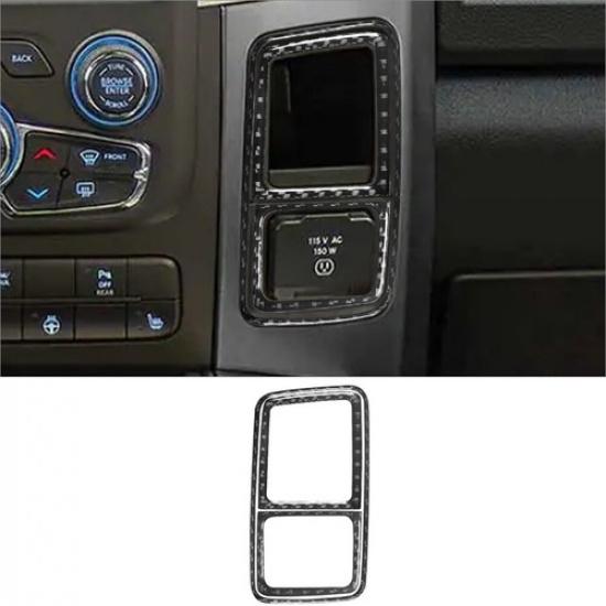 For RAM 1500 Carbon Fiber Interior 115V Outlet Control Cover Trim