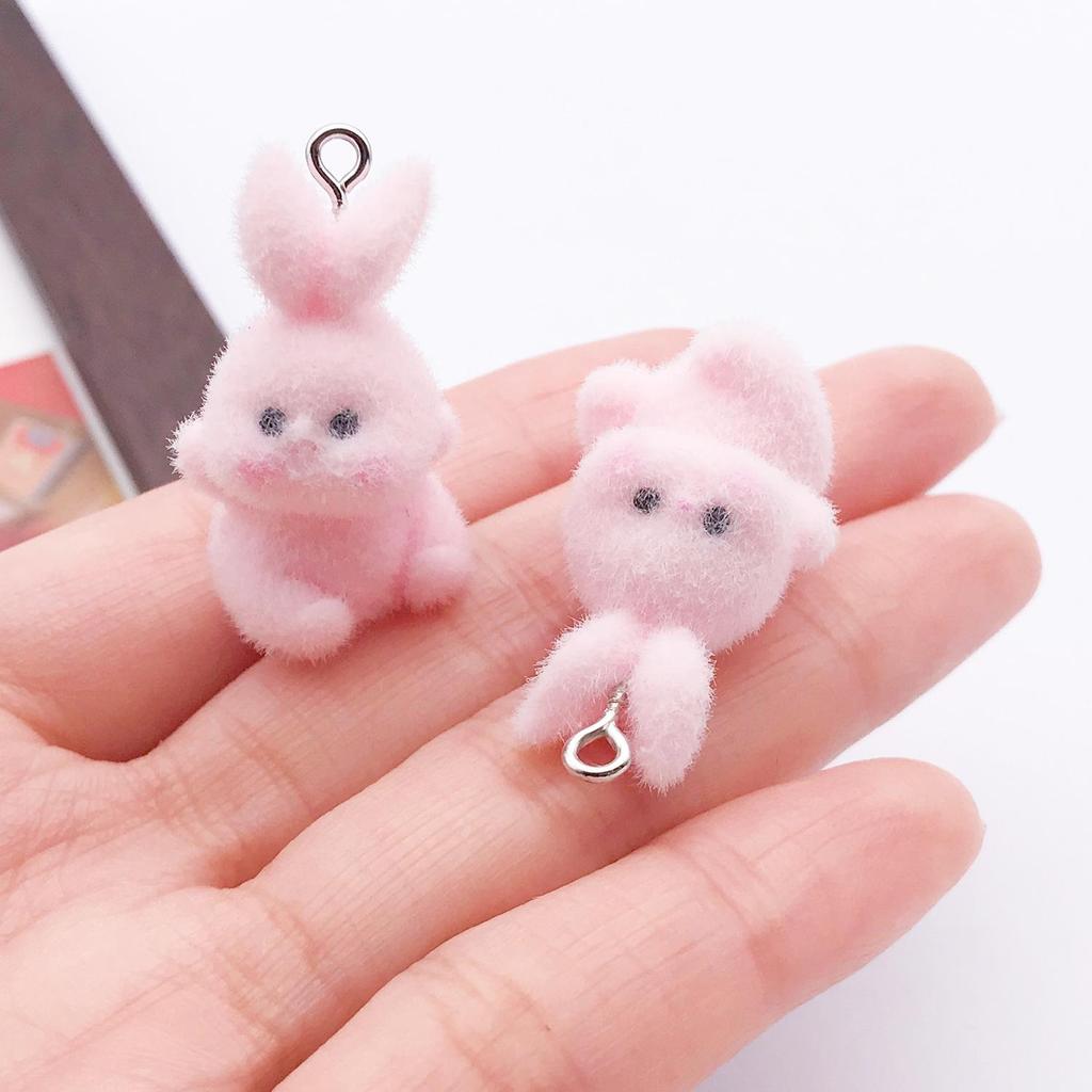 3D Cartoon White Rabbit Plush Ornament & DIY Earrings Phone Lanyard Accessories