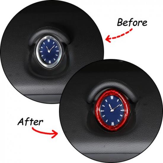 Red Carbon Fiber Dashboard clock Dial Circle Trim For Maserati Ghibli 2014-2024