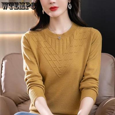 Damenpullover Pullover Rundhals Uni Frühling Warm Schlankes Unterhemd Langarm Freizeit Damen Pullover