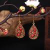 1 Pair Dangle Earrings Ethnic Style Shiny Rhinestone Inlaid Decorative All-match Jewelry Gift Faux