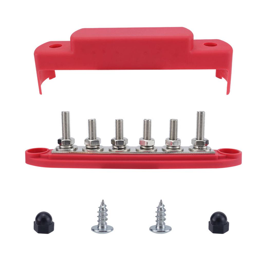 6 Post Power Distribution Block Terminal Screw Busbar High Current Wiring Stud Battery Junction Block for Marine Vehicle