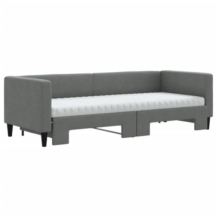 VidaXL Lit de jour avec gigogne et matelas gris foncé 80x200 cm tissu 3196592