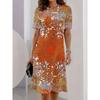 Women's Bohemian Floral 3D Print A-Line Dress with Short Sleeves Vibrant Multicolor Flower Pattern Female Clothing Casual Dress