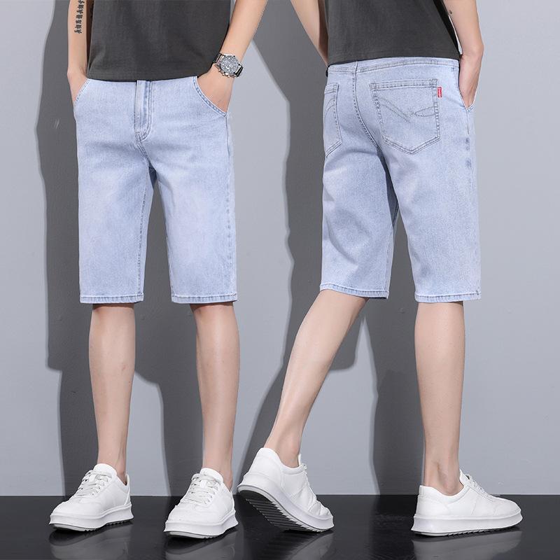 New Summer Men's Denim Cropped Pants Casual Shorts High Waist Mid-trousers
