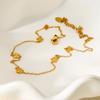 European and American exquisite stainless steel flower necklace electroplated 18K gold light luxury high-end waterproof jewelry women