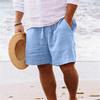 Mid-Rise Elastic Waistband Drawstring Men Shorts Pockets Straight Wide Leg Knee Length Solid Color Loose Fitness Beach Shorts Sportwear